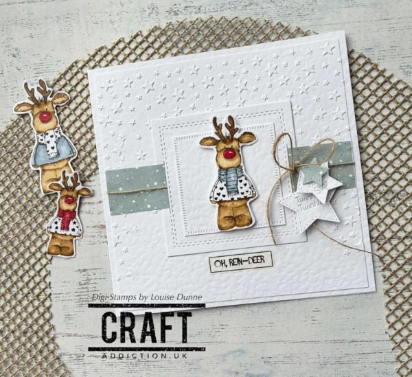 Cosy Christmas Reindeer - Digi Stamp (Coloured + Uncoloured)