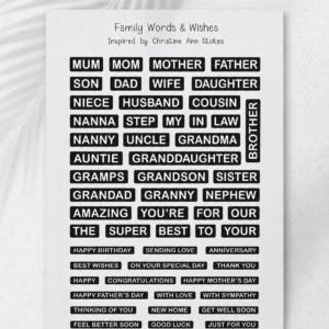 Family Words and Wishes Photopolymer Stamp set inspired by Christine Ann Stokes